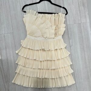Elegant Cream Strapless Ruffle Dress (NWOT)